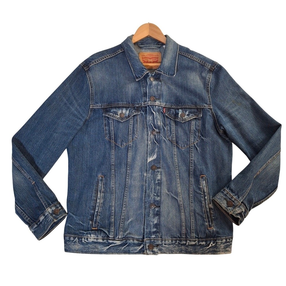 Levi's Mens 72334 Trucker Jacket Men's XL Medium Wash Blue‎ Denim Jean Jacket